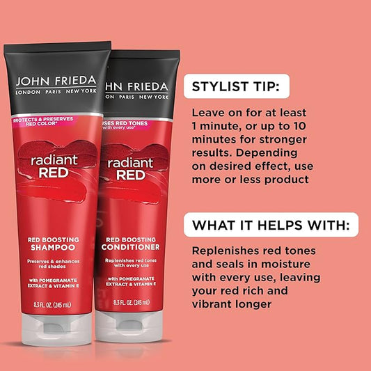 John Frieda Radiant Red Red Boosting Conditioner, Daily Conditioner, Helps Replenish Red Hair Tones, 8.3 Ounce, with Pomegranate and Vitamin E
