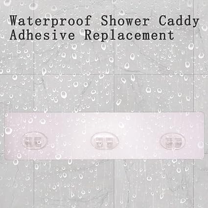 4 Pack Shower Caddy Adhesive for Replacement, Strong Transparent Adhesive for Shower Caddy Sticky Pads, No Drilling for Corner Shelf Basket, Bathroom Storage Shelves, Kitchen Racks and Soap Holder
