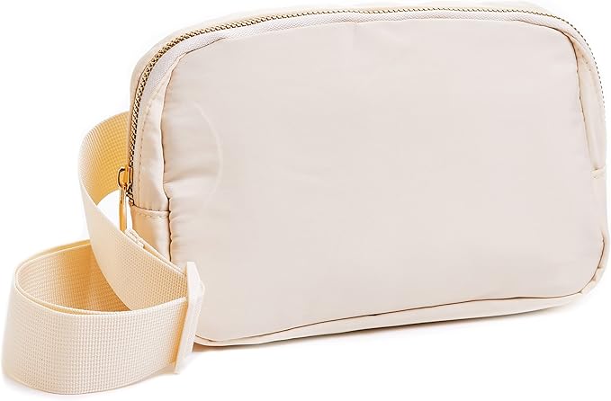 Unisex Adjustable Belt Bag, Small Waist Pack for Running, Workout, Travelling and Hiking (Cream)