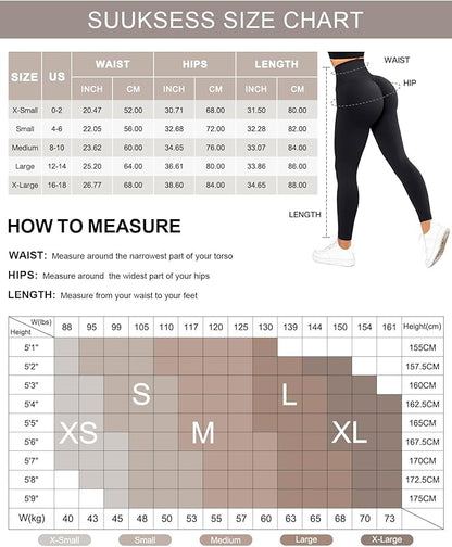 SUUKSESS Women Scrunch Butt Lifting Seamless Leggings Booty High Waisted Workout Yoga Pants