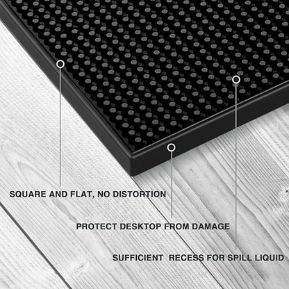18"x12" PVC Bar Service Mat for Cocktail Bartender (Black)