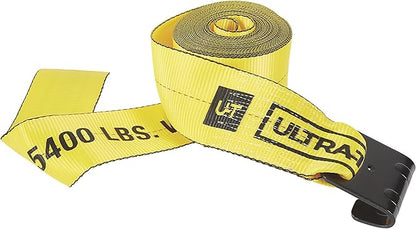 Ultra-Tow 4in. x 30ft. Winch Strap with Flat Hooks, 16,200-Lb. Breaking Strength, 5400-Lb. Working Load, Yellow, Model A818301