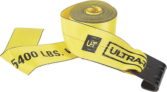 Ultra-Tow 4in. x 30ft. Winch Strap with Flat Hooks, 16,200-Lb. Breaking Strength, 5400-Lb. Working Load, Yellow, Model A818301
