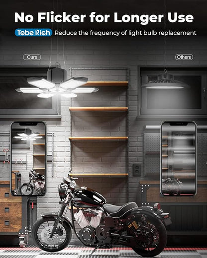 Plug in Garage Light, 200W 20000LM Linkable LED Shop Light w/Pull String(ON/Off), Garage Ceiling Light w/ 9.84ft Power Cord, 6500K LED Lights for Garage, Workshop, Warehouse, Barn, Attic