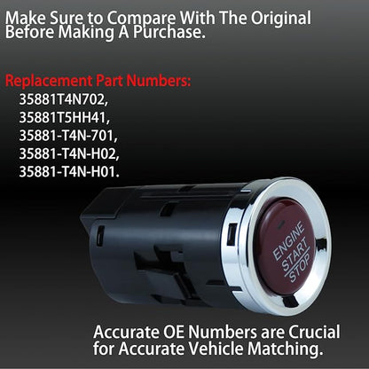 35881-T4N-702 35881-T5H-H41 Ignition Starter Switch for Honda HR-V FIT City 2015 2016 2017 2018 2019 35881-T4N-701 35881-T4N-H01 35881-T4N-H02 Key Start Stop Push Button One-Button Switch