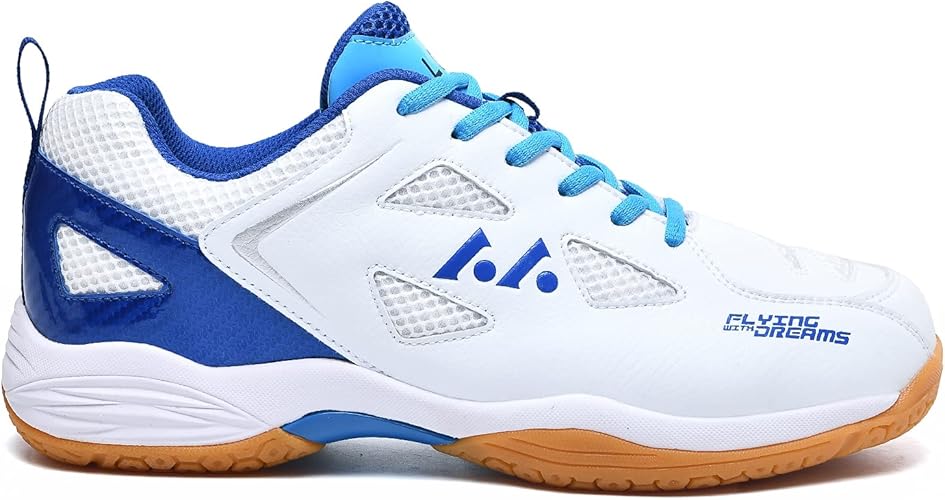 Men's Light 22 Lightweight Cushioning Pickleball Court Shoes (White/Blue, 8.5)