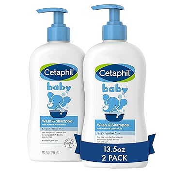 Cetaphil Baby Wash  Shampoo, 13.5oz Pack of 2, Hypoallergenic, Gentle Enough for Everyday Use, Soap Free