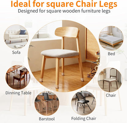 24 PCS Chair Leg Floor Protectors for Hardwood Floors, Furniture Feet Silicone Covers & Rubber Caps, Felt Pads Protect Wood Floor Scratch & Reduce Noise (Square Fit 1-1/4"~1-9/16", 32~39mm)