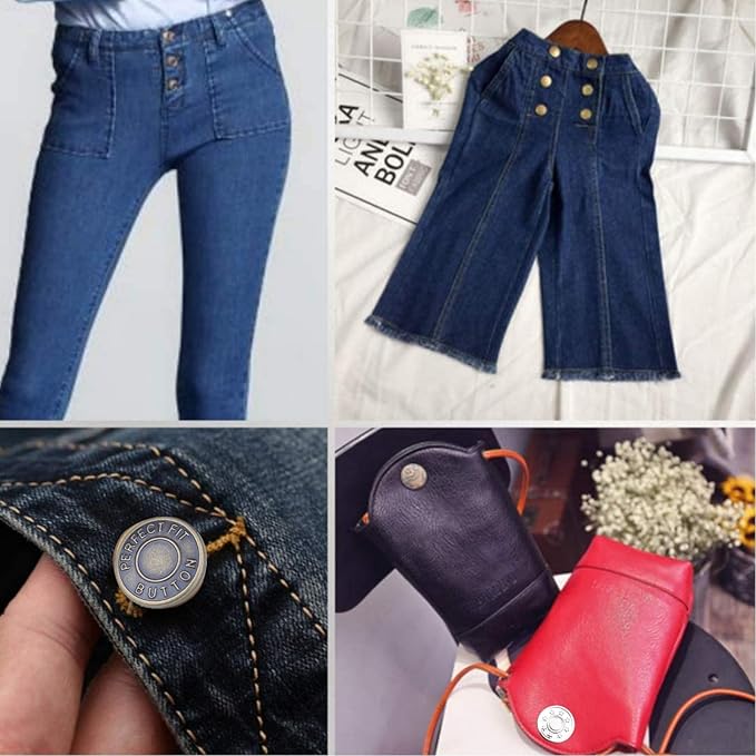30 Sets Replacement Jean Buttons for Jeans,No Sew Removable Metal Button for Jeans,20mm Button Repair Kit with Screwdriver,Packed in Plastic Storage Box - Fits for Any Cowboy Clothing,Jackets,Pants