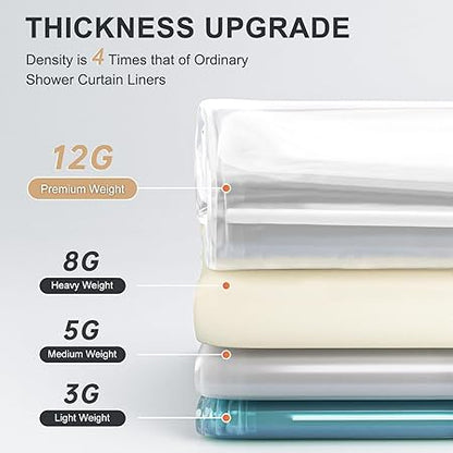 AmazerBath Heavy Duty Shower Curtain Liner 12 Gauge, 72 x 78 Inches Clear Shower Curtain Liner with 3 Clear Stones and 12 Grommet Holes, Weighted Plastic Shower Curtain Liner