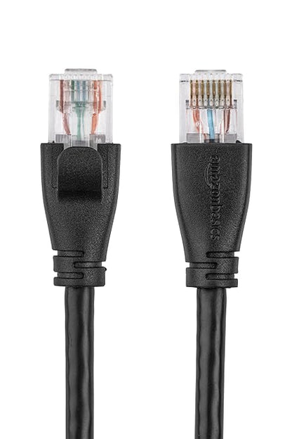 Basics RJ45 Cat 6 Ethernet Patch Cable for PC, TV, Tablet, Router, Printer, 1Gpbs Transfer Speed, Gold-Plated Connectors, 5 Foot, Black