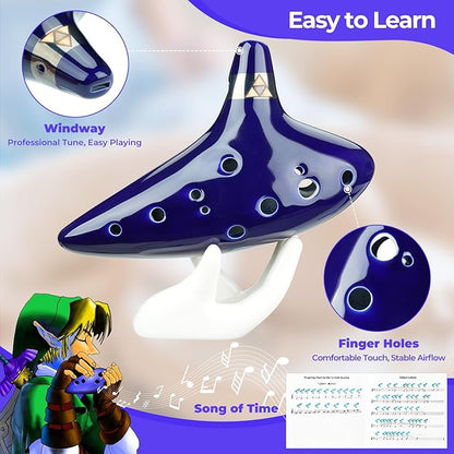 Ohuhu Zelda Ocarina, 12 Hole Alto C Zelda Ocarinas Play by Link Triforce Gift for Zelda Fans with Display Stand