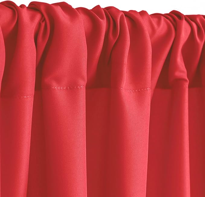 Hiasan Red Backdrop Curtains for Parties, Polyester Photography Backdrop Drapes for Family Gatherings, Wedding Decorations, 5ftx10ft, Set of 2 Panels