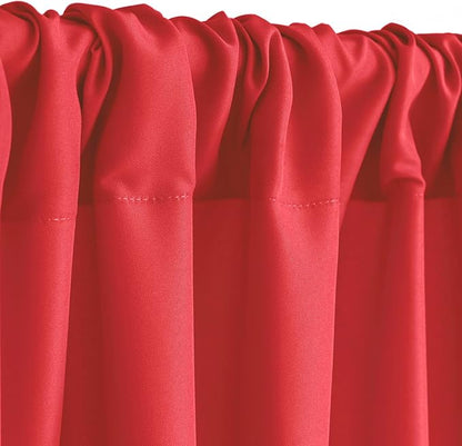 Hiasan Red Backdrop Curtains for Parties, Polyester Photography Backdrop Drapes for Family Gatherings, Wedding Decorations, 5ftx10ft, Set of 2 Panels