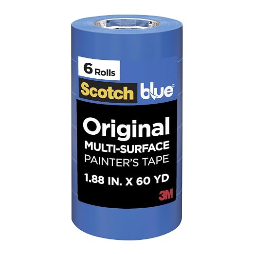 ScotchBlue Original Multi-Surface Painters Tape, 2 Inch Wide (1.88 in. x 60 Yds), 6 Rolls, Blue Paint Tape Protects Surfaces and Removes Easily, Masking Tape for Indoor and Outdoor Use (2090-48SC6)