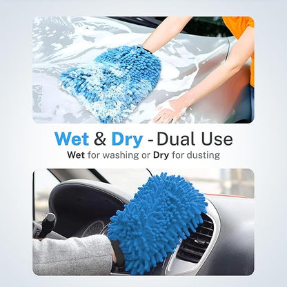 SM Arnold Ultra-Soft, High Absorbency Microfiber Chenille Wash Mitt for Car Detailing and Home Cleaning, Gentle Scratch-Free Cleaning Tool, Durable and Reusable, Ideal for Professional and DIY Use