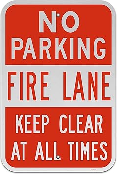 Brimar - 12" x 18" - Fire Lane Keep Clear At All Times Sign - .063 Engineering Grade Reflective Aluminum - Bold Text And Symbol - Easy Installation