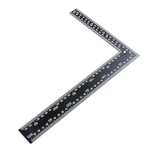 Mtsooning Metal L Square Ruler,90 Degree Right Angle Metric and Inches Ruler, 8 x 12inch Double Sided Ruler, Steel Tempered Measuring Tool for Carpenter Framing DIY Leather Handmade Sewing