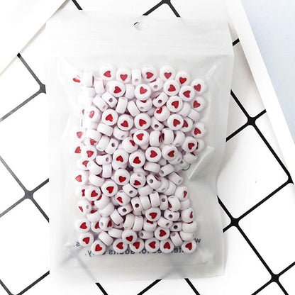 Honbay 200PCS 7mm Mini Acrylic Beads Flat Round Love Heart Beads Sweet Heart Beads Heart Spacer Loose Beads for Bracelets Anklets Necklaces Earrings Eyeglass Chain Jewelry Making Craft Projects