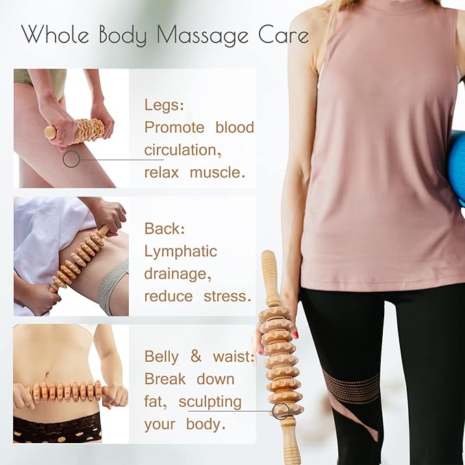 Wooden massage roller Wooden therapy massage tools for body shaping, Anti-cellulite wooden roller masssager, Fascia wood massage roller, Roller