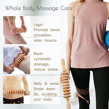 Wooden massage roller Wooden therapy massage tools for body shaping, Anti-cellulite wooden roller masssager, Fascia wood massage roller, Roller