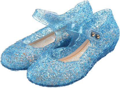 Princess Mary Jane Jelly Shoes, Ballet Flats Cosplay Birthday Party Dress Up Sandals for Little Girls, Toddler or Kids