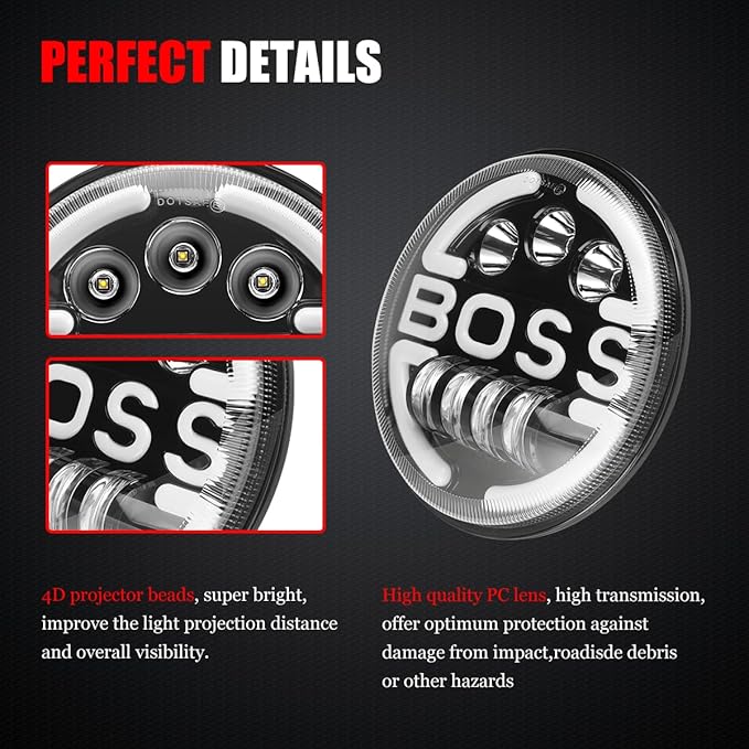 7 Inch Motorcycle LED Headlight Daymaker Compatible with Harley Davidson Touring Softail FLD (BOSS)