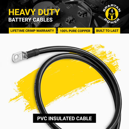 Spartan Power Black 2 Foot, Battery Cable, Negative Only 3/8" M10 Made in USA