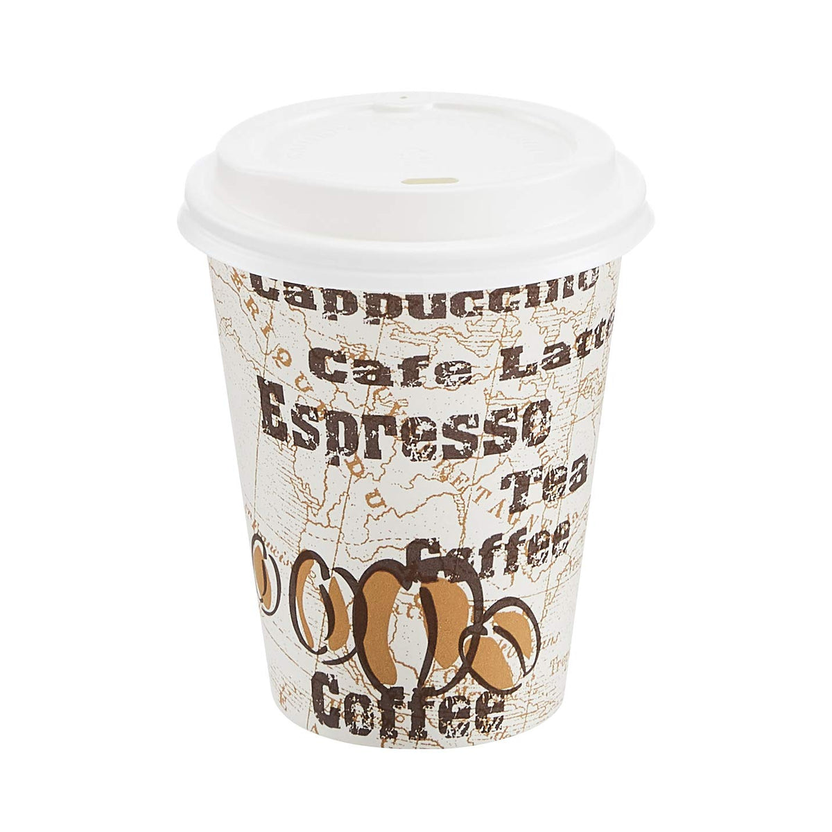 Basics Disposable Hot Paper Coffee Cups with Lids, to Go, Leak-Proof, for Hot and Cold Drinks, 12 oz, 100-Count