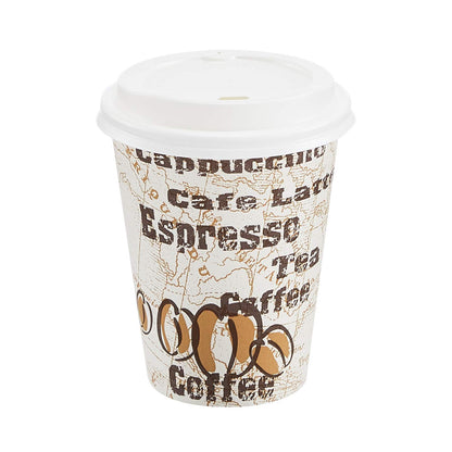 Basics Disposable Hot Paper Coffee Cups with Lids, to Go, Leak-Proof, for Hot and Cold Drinks, 12 oz, 100-Count