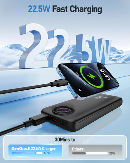 Power Bank,10000mAh 22.5W Max Portable Charger Built in Cables?4 Outputs 2 Inputs External Phone Powerbank,5V/3A Fast Charging Travel Charger for iPhone Android iPad,(Pearl Black)