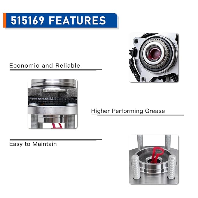 PAROD Front 515169 4WD Wheel Hub and Bearing Assembly Compatible with 2015 2016 2017 Ford F-150 6 Lugs wABS