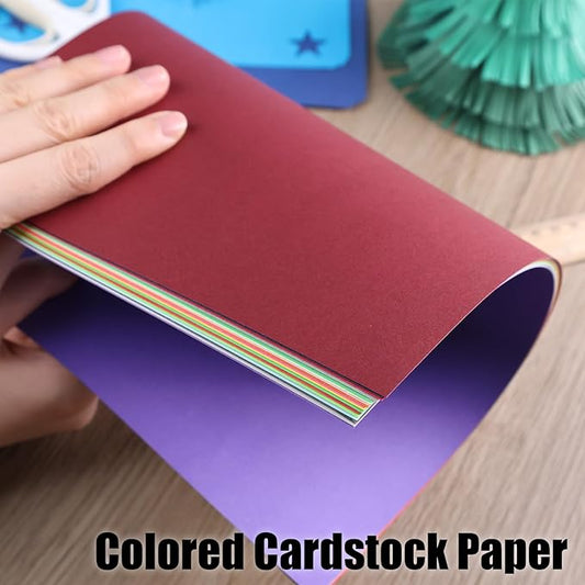 Koogel 50 Sheets Colored Cardstock Paper, Includes 40 Sheets 120gsm and 10 Sheets 250gsm Construction Paper for DIY Crafts Scrapbook