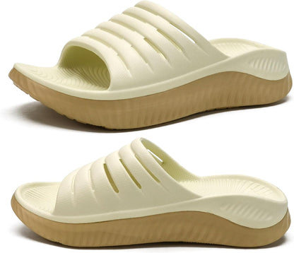 KuaiLu Womens Recovery Sandals With Comfortable Plantar Fasciitis Support,Ladies Orthotic Open Toe Sport Slides Thick Cushion Reduces Stress on Feet,Joints & Back Post-Exercise