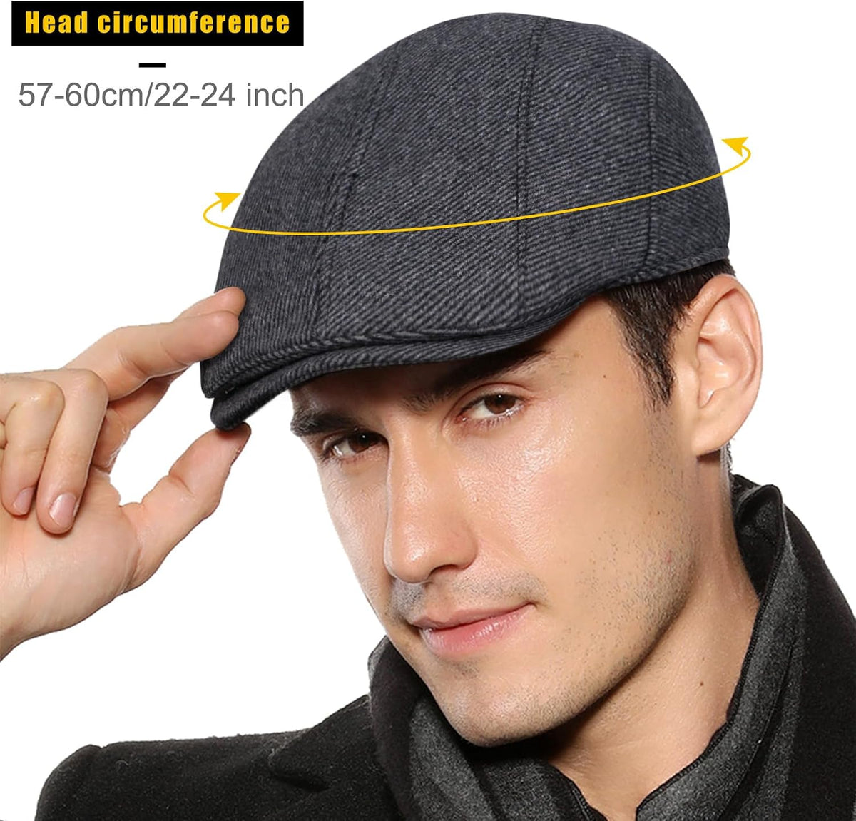 Sumolux Mens Newsboy Cap Winter Beret Hat Cabbie Flat Cap