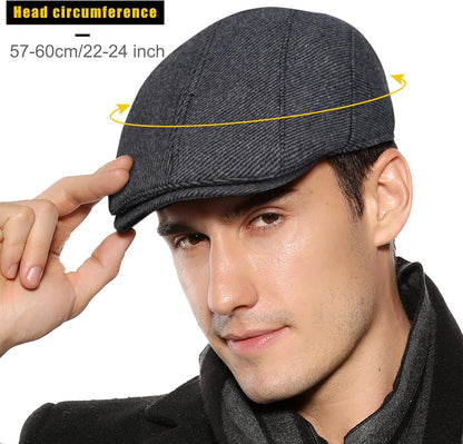 Sumolux Mens Newsboy Cap Winter Beret Hat Cabbie Flat Cap
