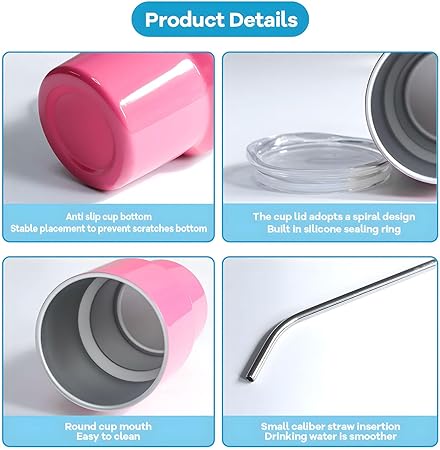 Mini Tumbler Shot Glass with Straw and Lid, 5oz Cute Insulated Shot Cups Stainless Steel for Espresso Coffee Spirits, Wedding, Party,Camping,Outdoor,Carnival,Oktoberfest Water Beer Cups (rose red)
