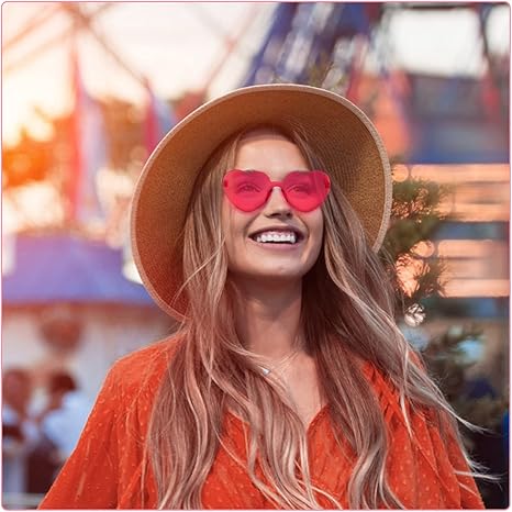 Heart Shaped Sunglasses for Women, Transparent Candy Rimless Sunglasses, Fashion Heart Shaped Glasses for Party Favor