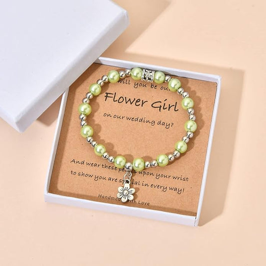 Flower Girl Proposal Bracelet, Will You Be My Flower Girl,Thank You For Being Our Flower Girl Gift, Cute Stretchy Bracelet