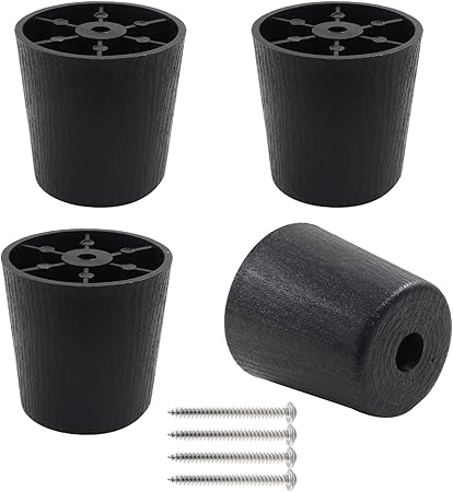 2 Inch Plastic Furniture Legs Set of 4, Black Screw in Legs Round Tapered Sofa Legs, Couch Feet Replacement Legs for Furniture, Table, Ottoman
