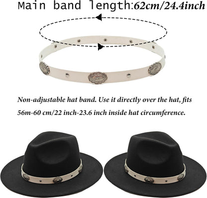 Cowboy Hat Bands for Men Women, Faux Leather Hat Belt for Cowboy/Western/Fedora/Cowgirl Hats