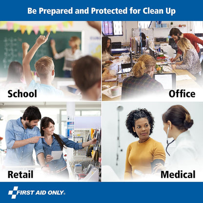 First Aid Only 6021 21-Piece Body Fluid Clean Up Kit, Commercial Cleaning Equipment for Spills in Weatherproof Plastic Case, White