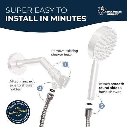 HammerHead Showers All Metal Shower Hose Attachment for Showerhead, Extra-Long 72-Inch Universal Replacement Hose for Hand held Shower, Brushed Nickel