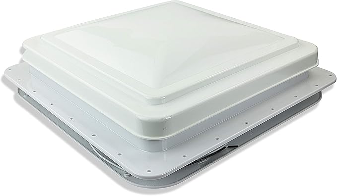 14" RV trailer Roof vent complete 12 volt FAN w/white lid and interior garnish