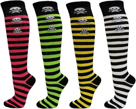Skull Pattern Fashion WomenLadies Stylish Knee High Socks