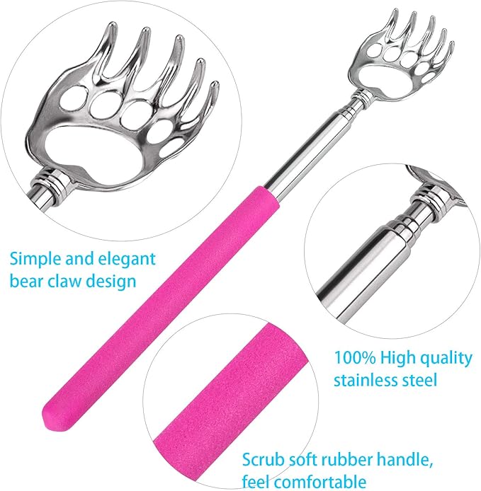 Awpeye Bear Claw Back Scratcher Extendable, Metal Portable Telescopic Backscratchers with Rubber Handled 8 Pack, Backscratcher for Men and Women