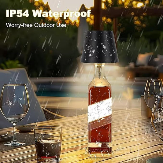 Wireless Bottle Lamp Shade-3 Color Stepless Dimming Bottle Table Lamp,Rechargeable Wireless Wine Bottle Lights,Touch Control Wine Bottle Lamp,Embed Portable Bottle Lights for Livingroom,Restaurant,Bar