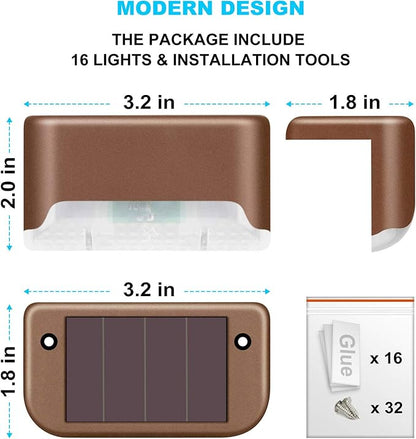 DenicMic Solar Deck Lights 16 Pack Solar Step Lights Outdoor for Patio, Deck,Stairs, Fence Post.,Step,and Yard, Weatherproof LED Deck Lighting Outdoor (Warm White)
