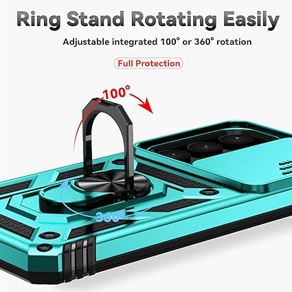 for Samsung Galaxy S25 Plus Case with Slide Camera Cover HD Screen Protector Military Grade Drop Tested Magnetic Ring Holder Kickstand Protective Phone Case for Samsung Galaxy S25 Plus 2025, Mint