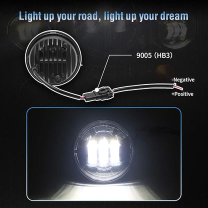 LX-LIGHT Dot approved 2 PCS Chrome 4.5 Inch LED Passing Light LED Fog Lamps for Motorcycles Auxiliary Light Bulb Motorcycle Projector Driving Lamp